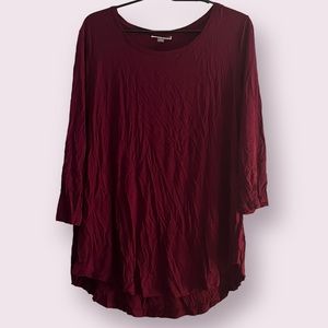JM Collection, 3/4 Sleeve Blouse, Maroon, Large, Women's
